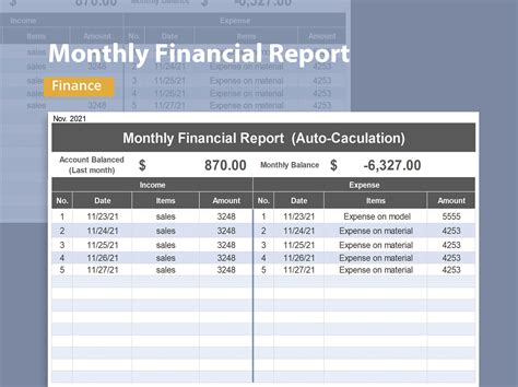 monthly financial report format in excel free download